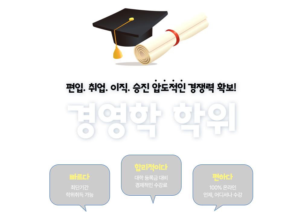 편입. 취업. 이직. 승진 압도적인 경쟁력 확보 경영학 학위 취득